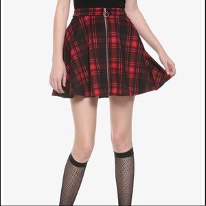 Hot Topic - Black & Red Plaid Skater Skirt